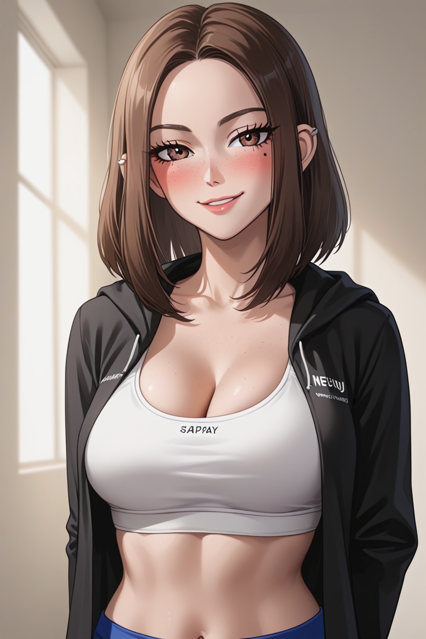 Bedroom, Straight Hair, Smug Expression AI Porn