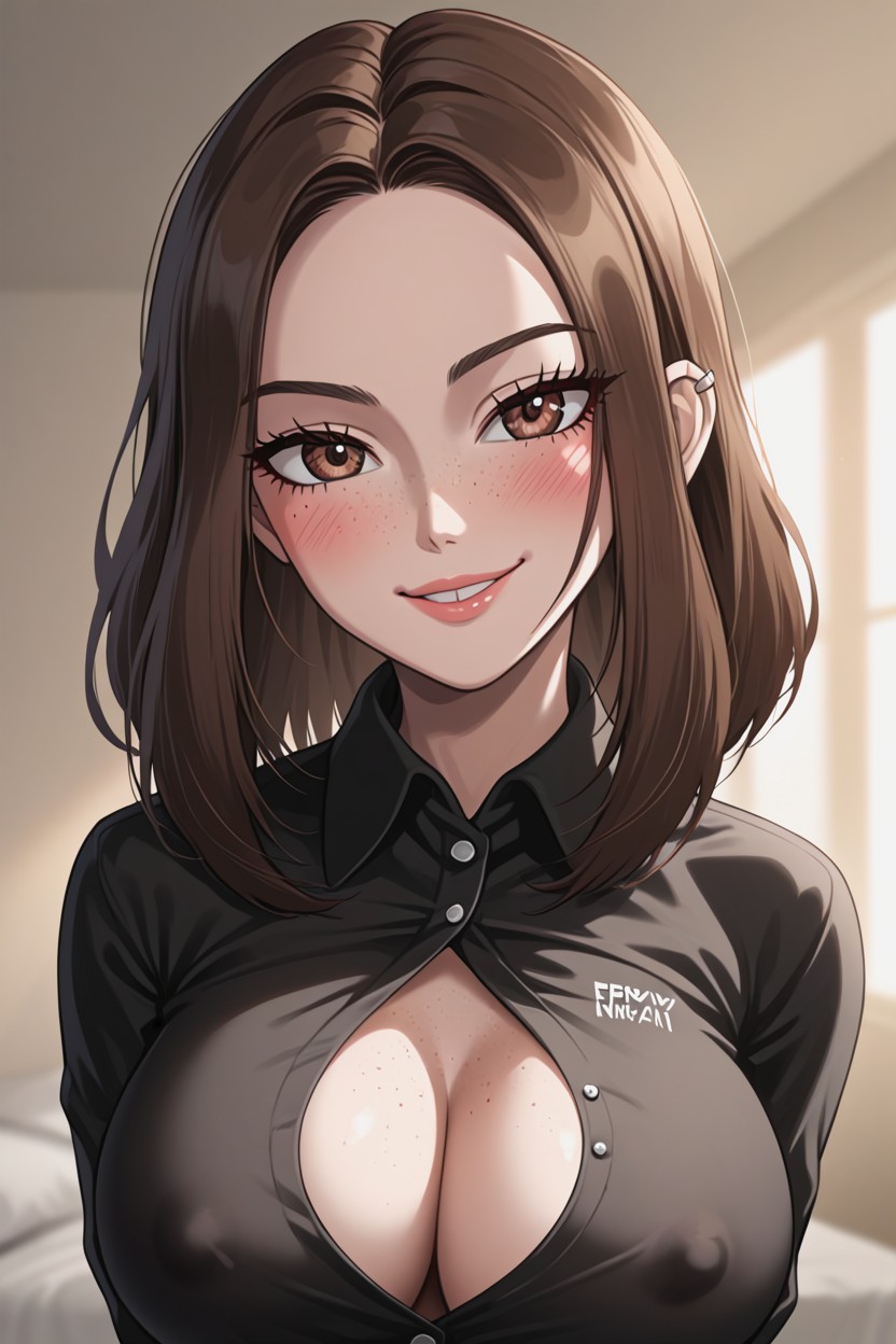 Freckles, Front View, Long Hair AI Porn