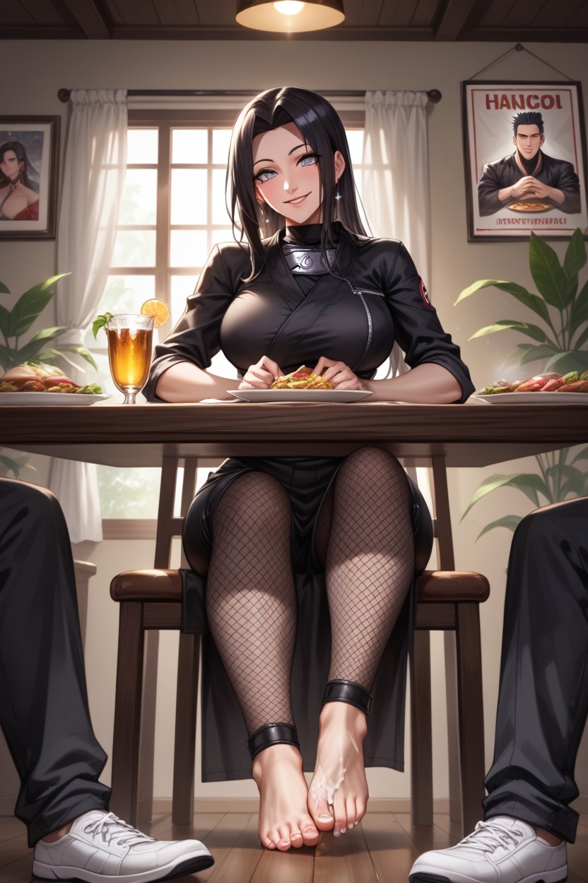 She Is Sitting On A Chair, Smirkin, Huge Trembling Erection Inside His Pants AI Porn