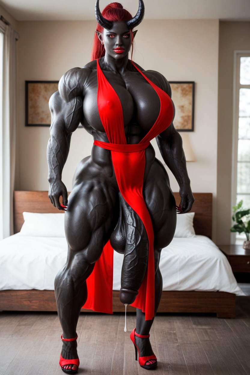 Futanari Penis Dripping Pre Cum, Big Claws, Ultra Muscular Porno IA transsexuelle