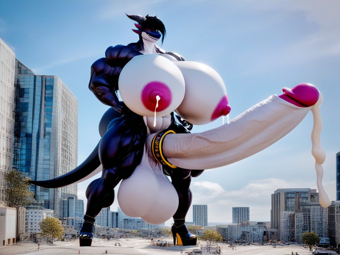 Gigantic, Platform High Heel Boots, Massive Huge Swollen Balls Porno IA Furry