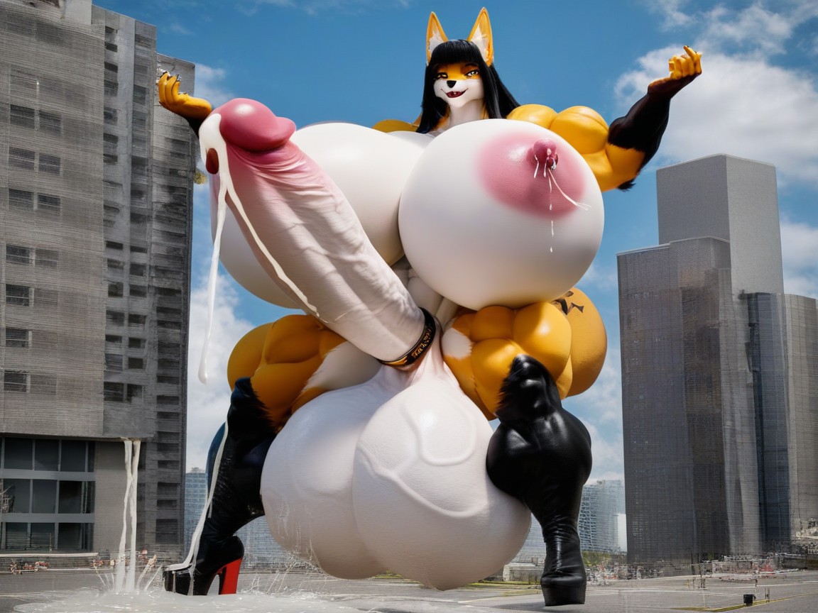 Erect Nipples, Stud, Thick Cock Furry AI Porn
