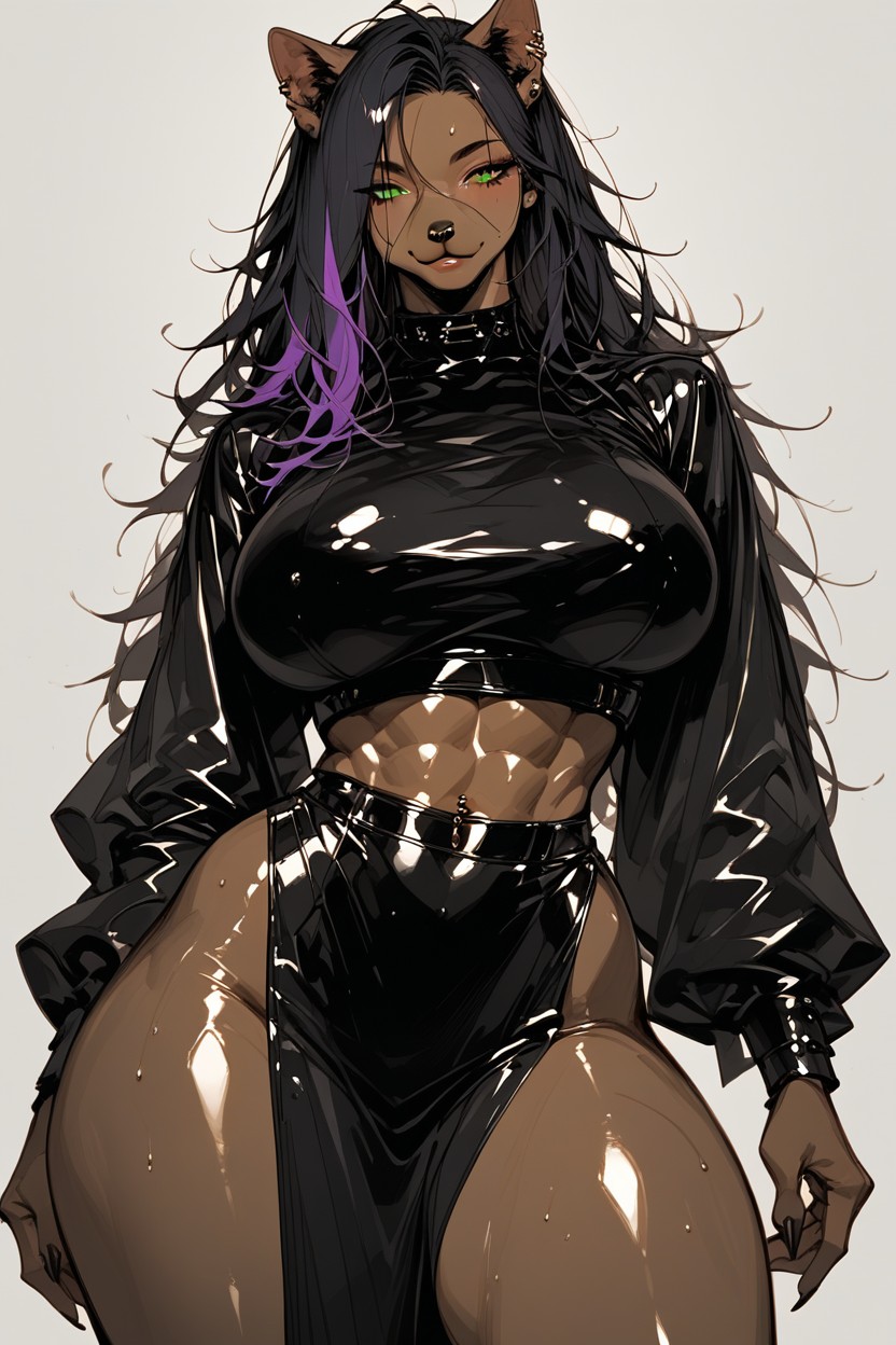 With A Punk Or Edgy Aesthetic, Female, Belly Button Ring Porno IA Furry