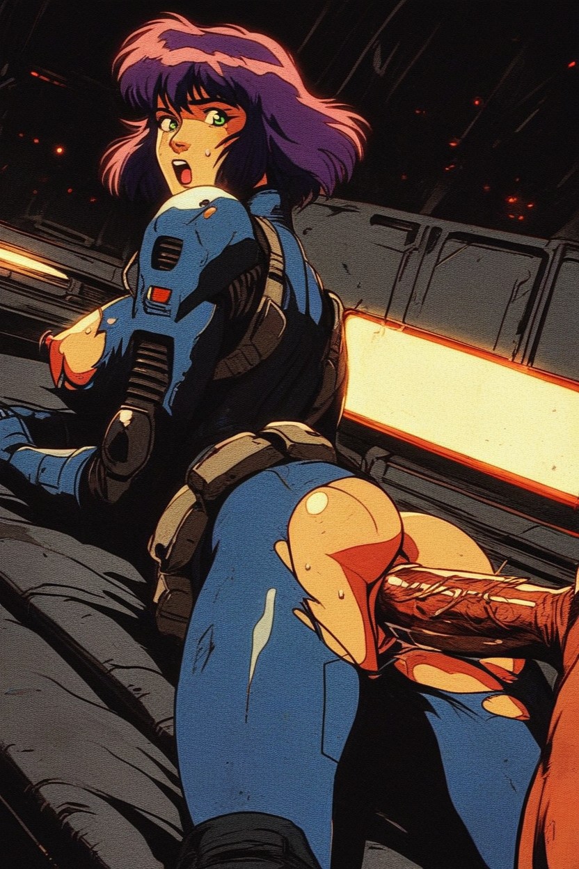 Black Boots, Breasts Exposed, Neon AI Porn