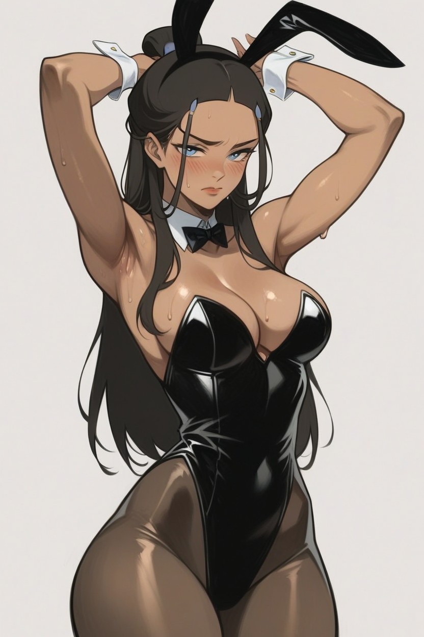 Female, Simple Background, Black Bunny Costume Hentai AI Porn
