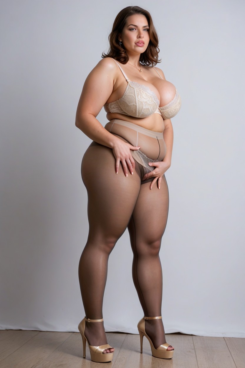 Louboutin Heels, Cleavage, Green Eyes BBW AI Porn