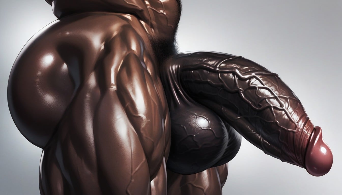 1 Person, Thickest Girthy Black Penis, Realistic Glans And Cock Head AI Porn