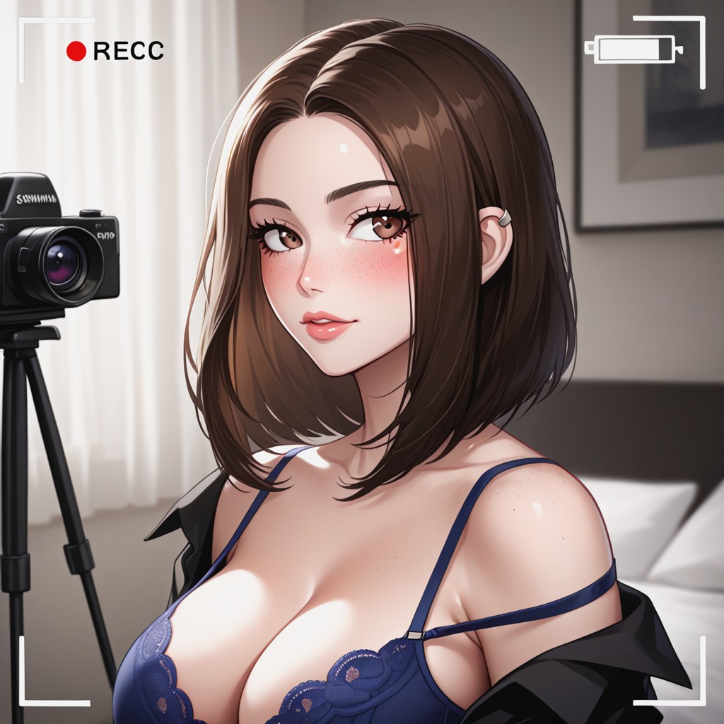 Cameras All Around Her, Pale Skin, Looking At Camera Porno IA