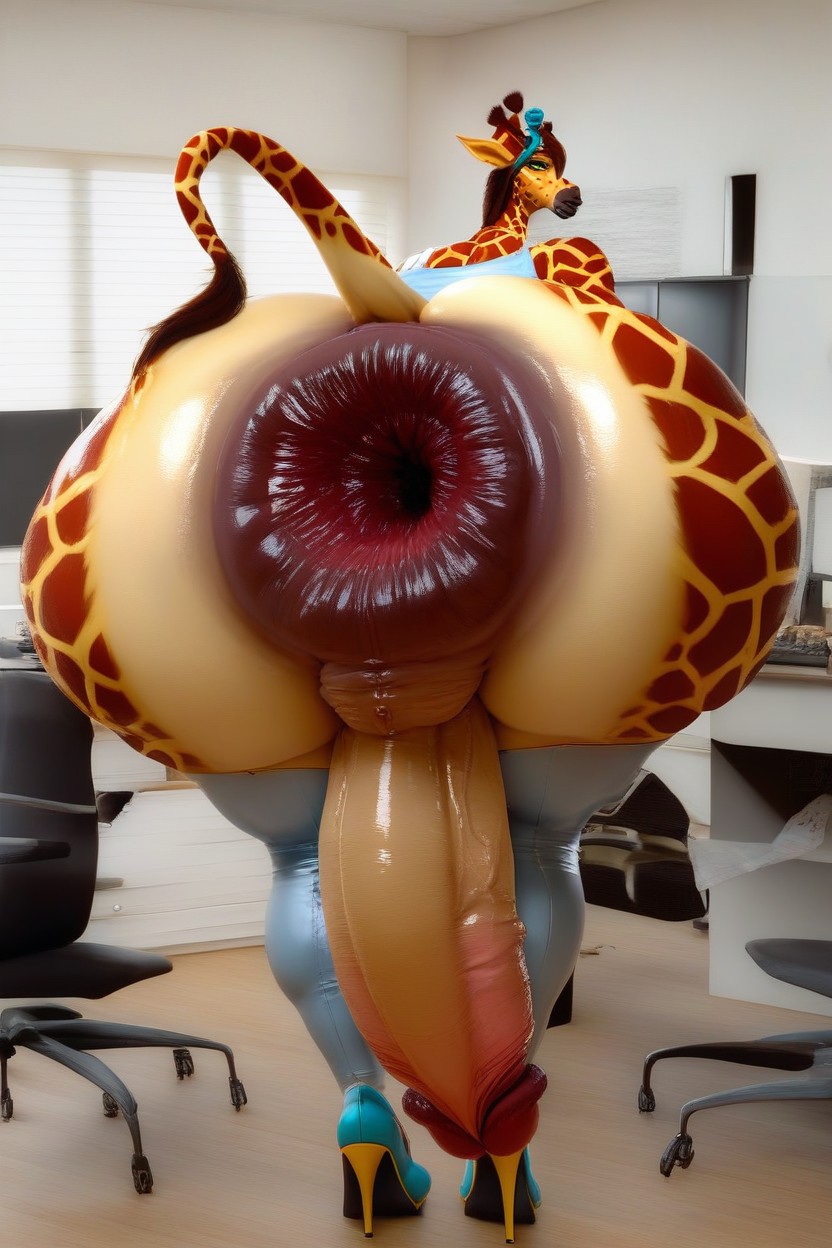 Bending Over, View From Rear, Massive Brazilian Butt Lift Furry AI Porn