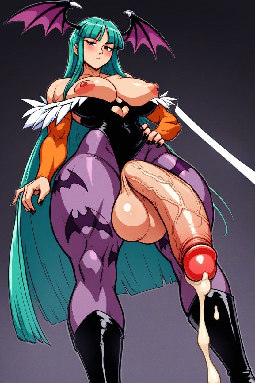 Black Gothic Castle Background, Shiny Skin, Large Breasts Hentai AI Porn