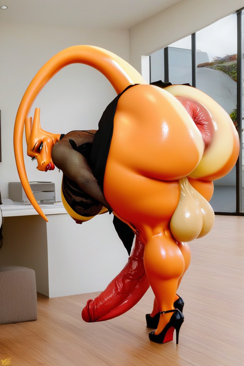 Impossibly Long Hyper Penis, Rosy Lips, Extremely Waist Furry AI Porn
