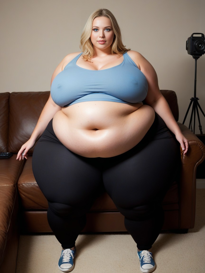 Massive Hanging Belly, Stretched Belly, Massive Thighs AI Porn