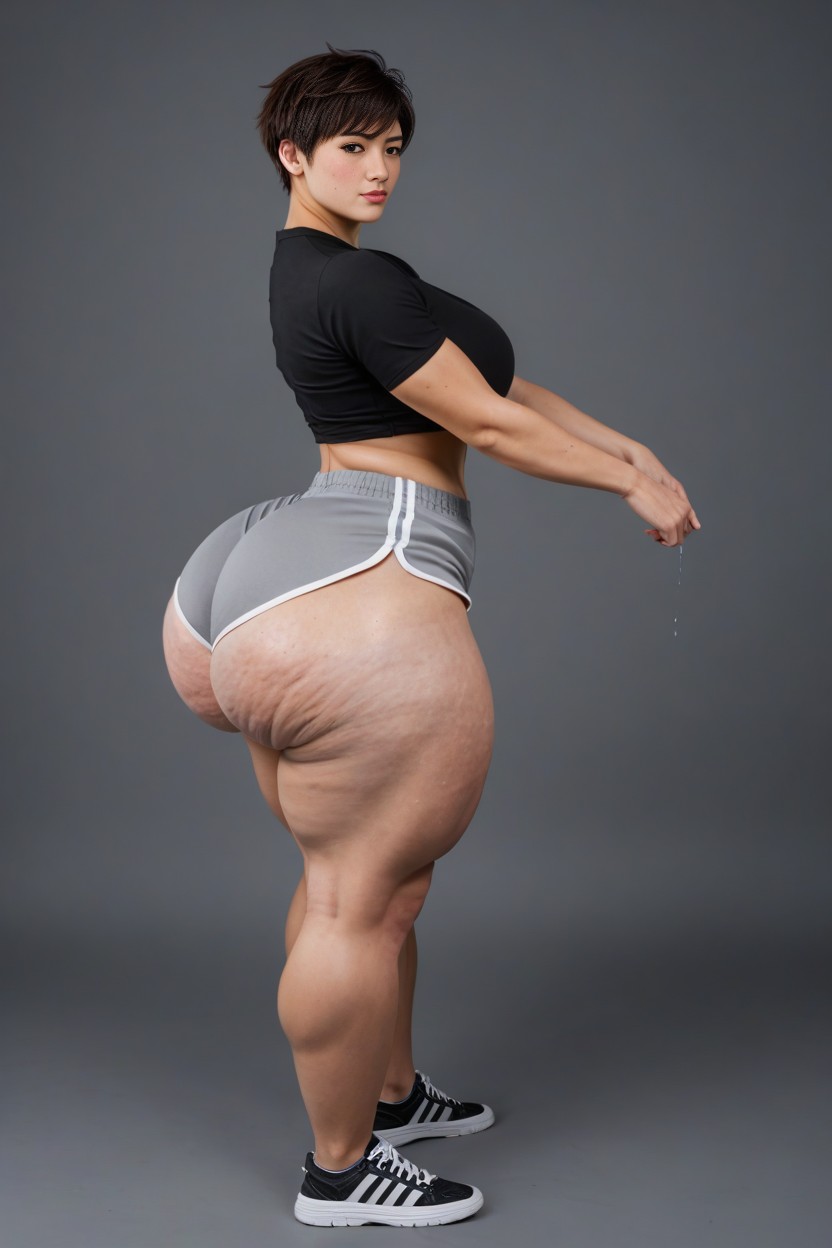Big Round Eyes, View From Above, Huge Thighs AI 포르노