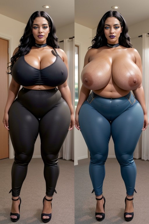 Goth Bimbo, Extremely Large Thighs, Curvy Bimbo AI 포르노