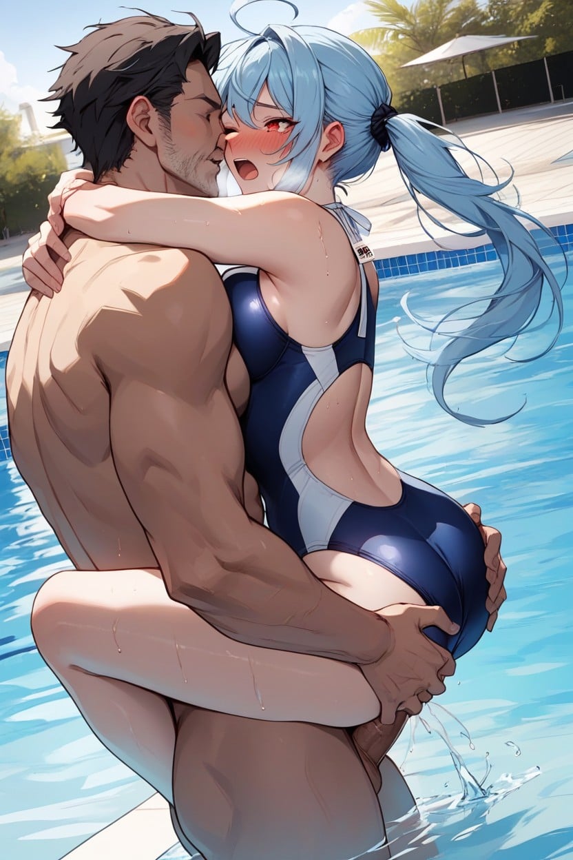 Swimming Pool, Carry Sex, Groping Breasts Hentai AI Porn