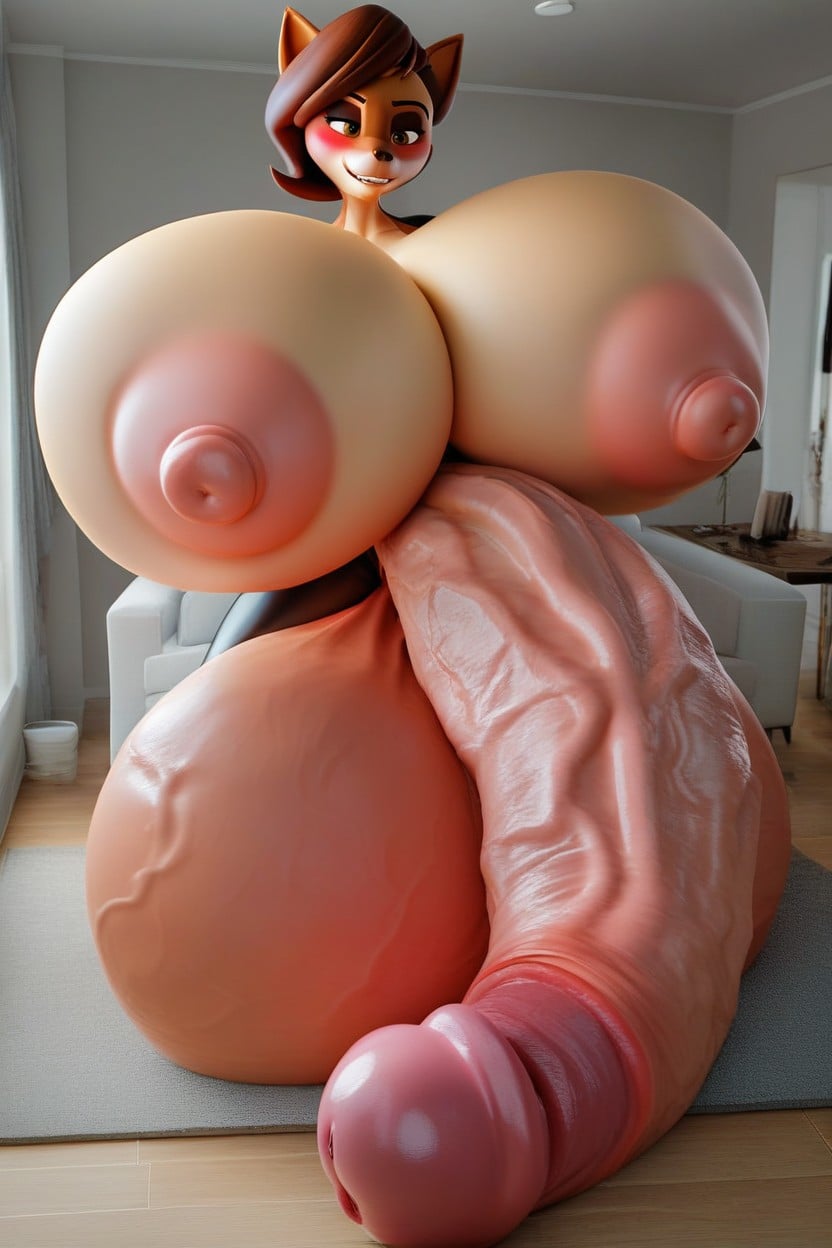Hyper Erect Cock, Gigantic Breasts, From The Incredibles Furry AI Porn