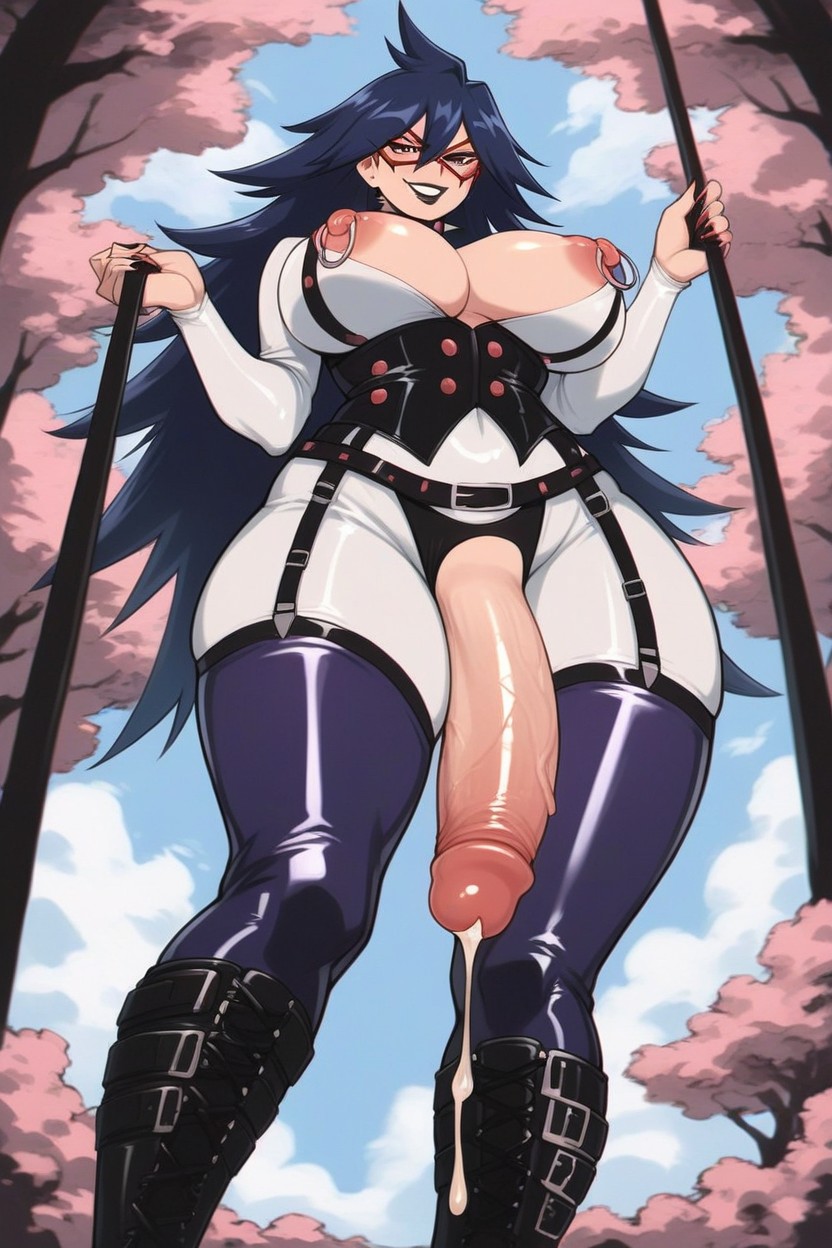 Thick Thighs, Red Latex Garter Belt, Wet Skin Hentai AI Porn