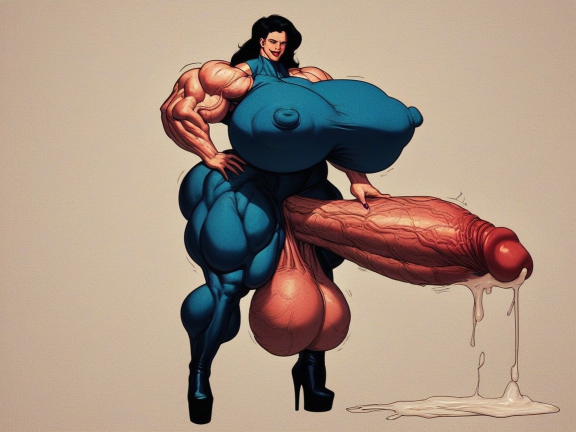 Massive Huge Swollen Balls, Full Body, Ass Bigger Than Torso MILF AI Porn