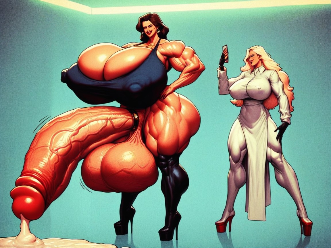 Platform High Heels, Huge Muscular Arms, Futanari With Erect Penis MILF AI Porn