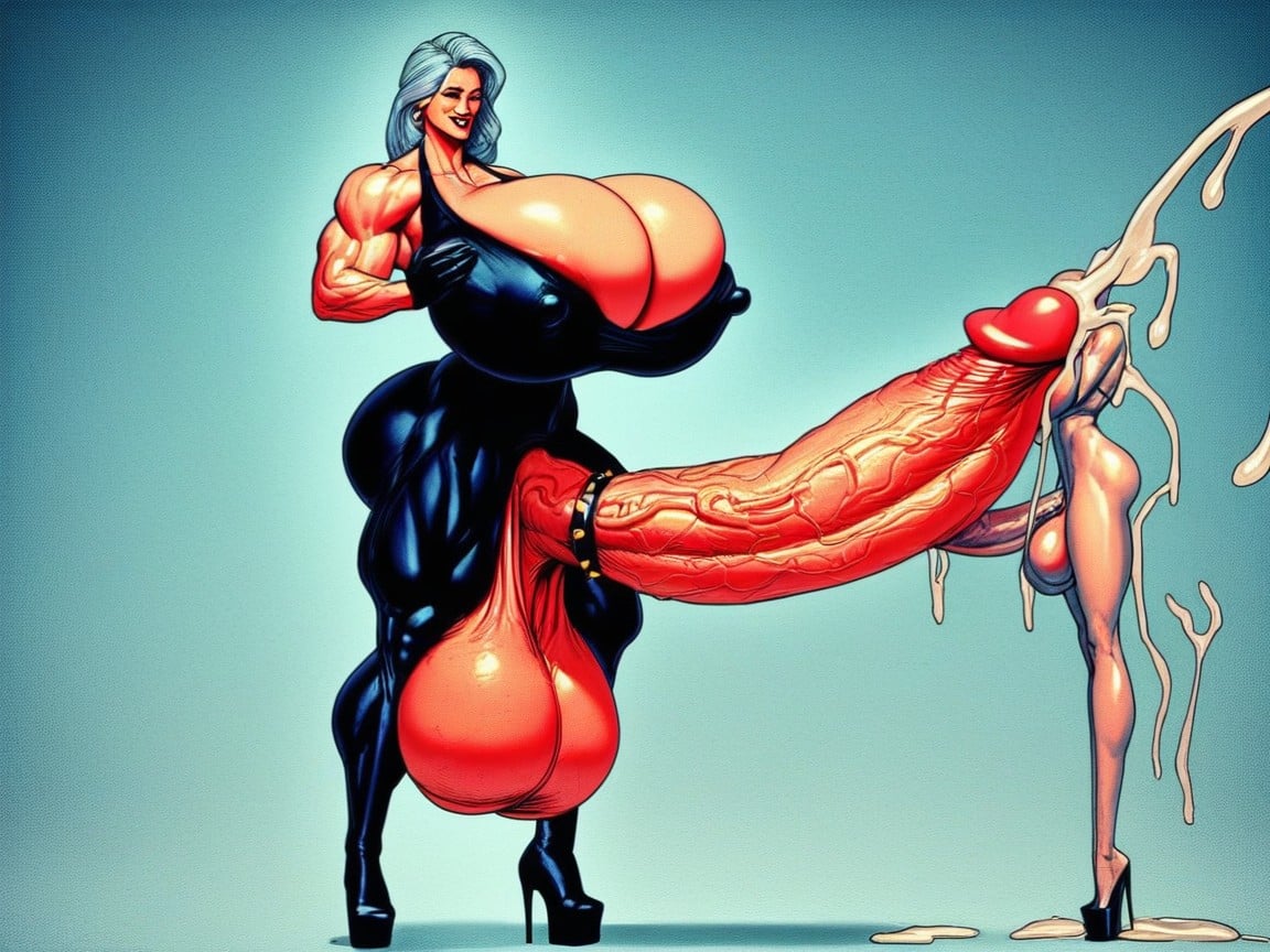Massive Huge Swollen Balls, Massive Cock, Massive Monster Cock MILF AI Porn