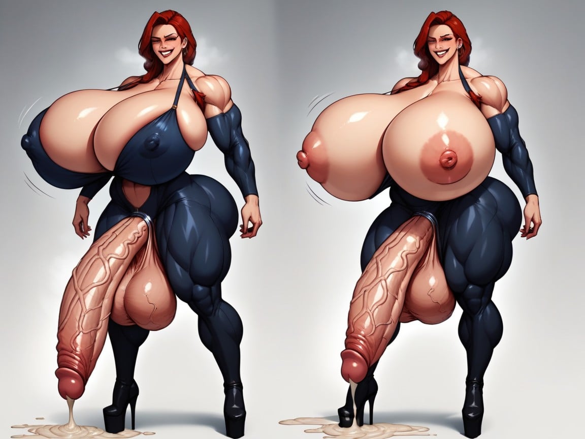 Ultra Muscular, Gigantic Cock And Gigantic Sagging Balls, Smug Expression MILF AI Porn