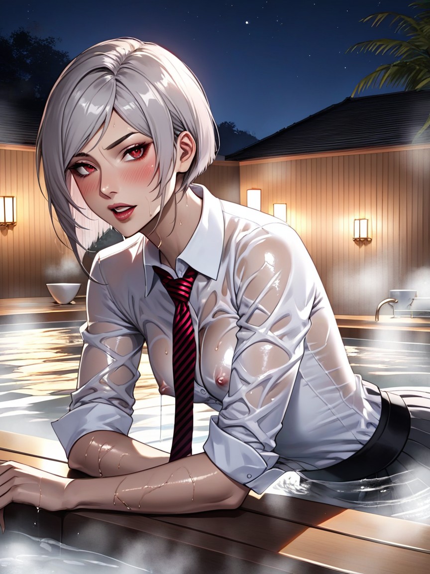 Bending Over, Light Brown Tartan Skirt, Moaning Hentai AI Porn