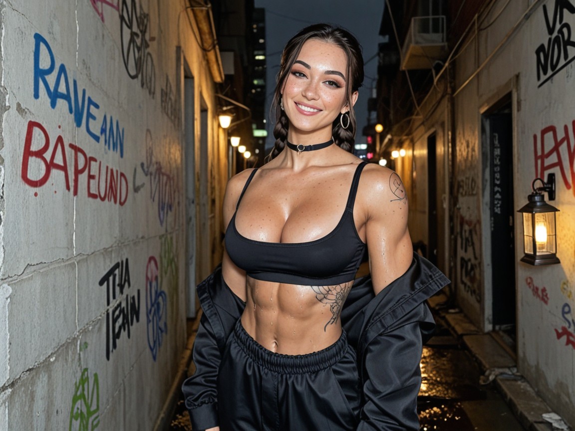 Ponytails, Arms Crossed, Dimples AI Porn