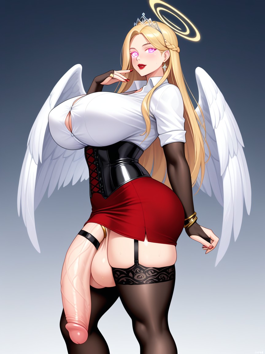 Chain, Red Skirt, Ring Shemale AI Porn