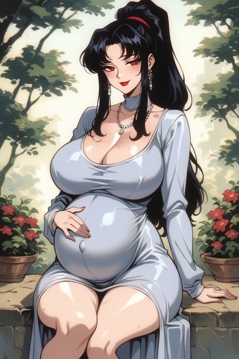 Dot Nose, Oiled Skin, Cleavage Hentai AI Porn
