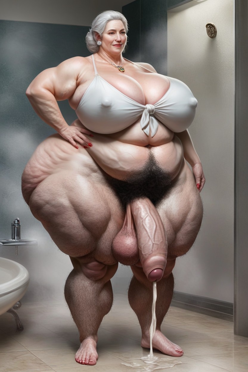 Obese, Shower, Wet Skin AI Porn