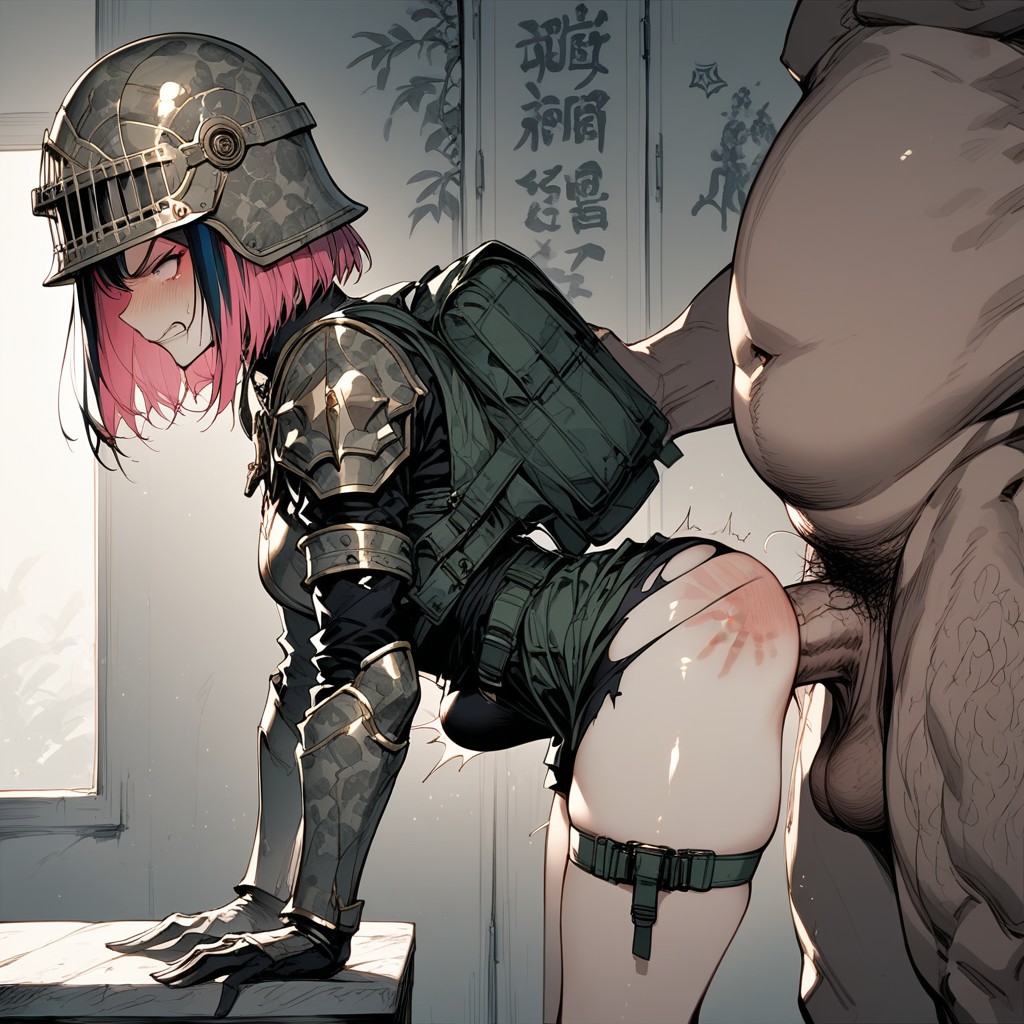 Perfect Analogy Destruction, Purple Armored Leopard Printing, Thigh Strap Hentai AI Porn