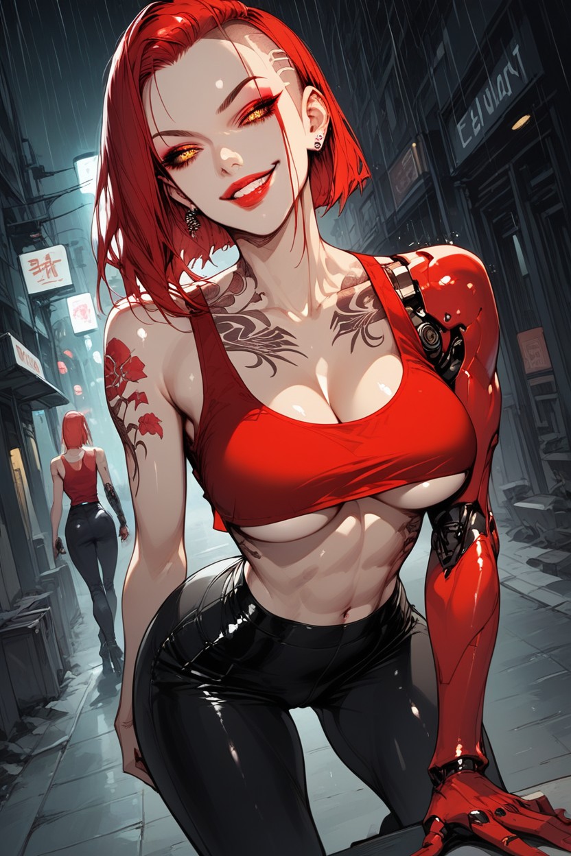 Red Sclera, Lean Muscle, Eyeshadow Hentai AI Porn
