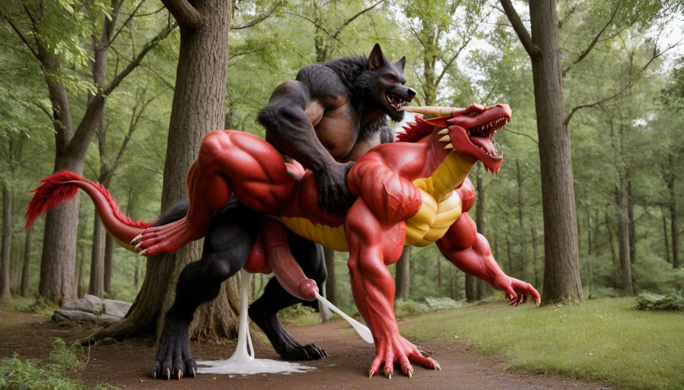 Hyper Gigantic Red Dragon Has A Giant Cock, Extreme Hyper Creampie, Soft Sunlight From Above 게이 AI 포르노