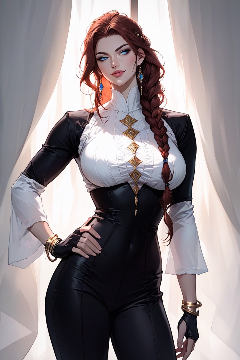 Hand On Hips, Blue Eyes, Golden Bracelets Hentai AI Porn