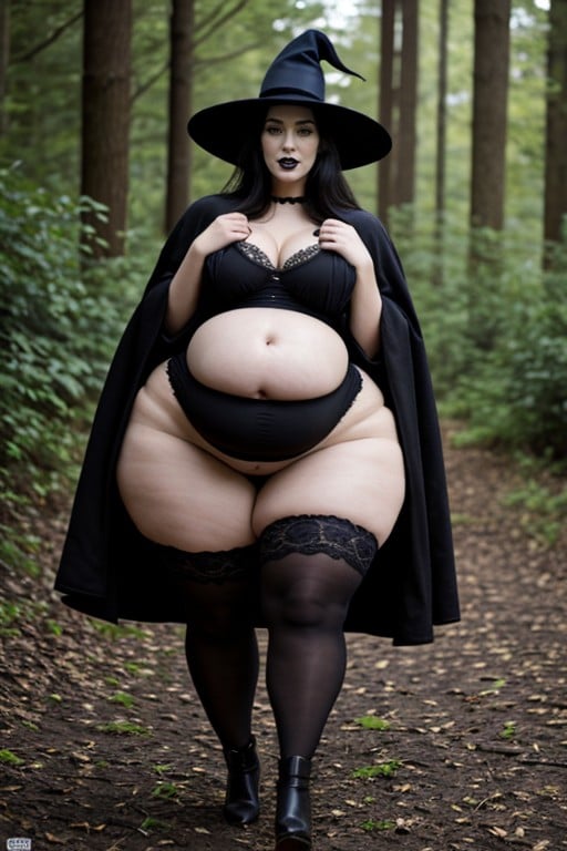 Extremely Huge Massive Hyper Ass, Witch, Lactating Through Her Top AI Porn