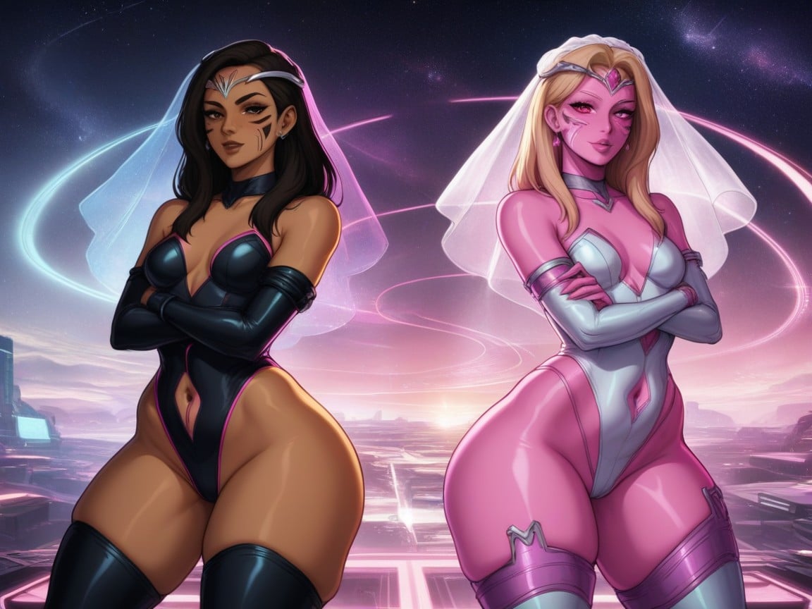 Nebula Background, Pink Starlight, Pink Glow In The Dark Body Paint Porno IA Latina