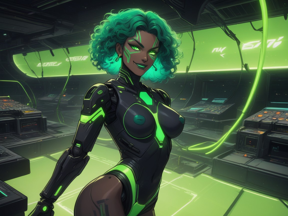 Green Alien Face Paint, Squared Ass, Club Background Porno latina IA