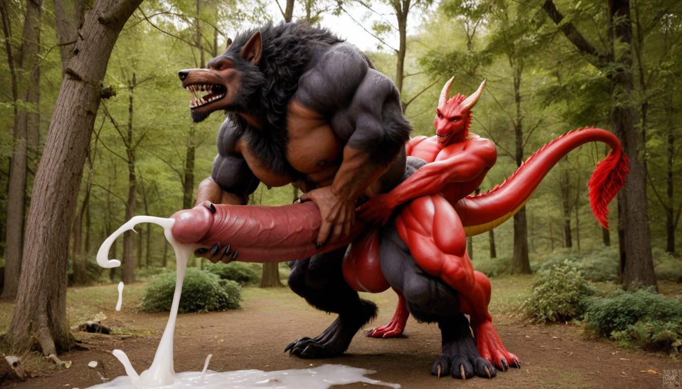 Red Dragon Fuck Werewolf In Carry Sex Position, Gay Sex, Gigantic Red Dragon With Giant Equicock Porno gay IA