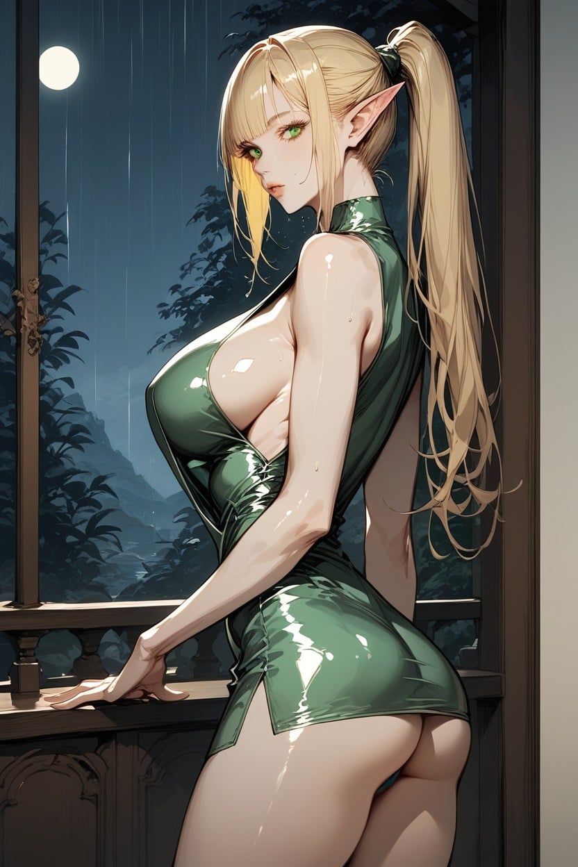 Castle Balcony, Really Wide Eyes, Micro Dress Hentai AI Porn