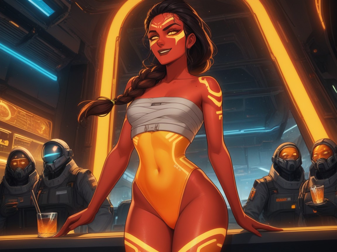 High Color Contrast, Amber Eyes, Proud Smug Face Latina AI Porn