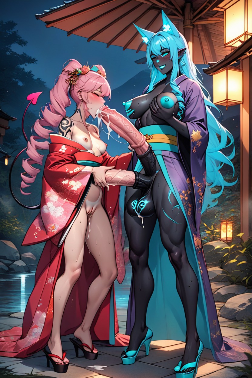 Fishnet Sleeves, Hyper Massive Ejaculation, Kimono Hentai AI Porn