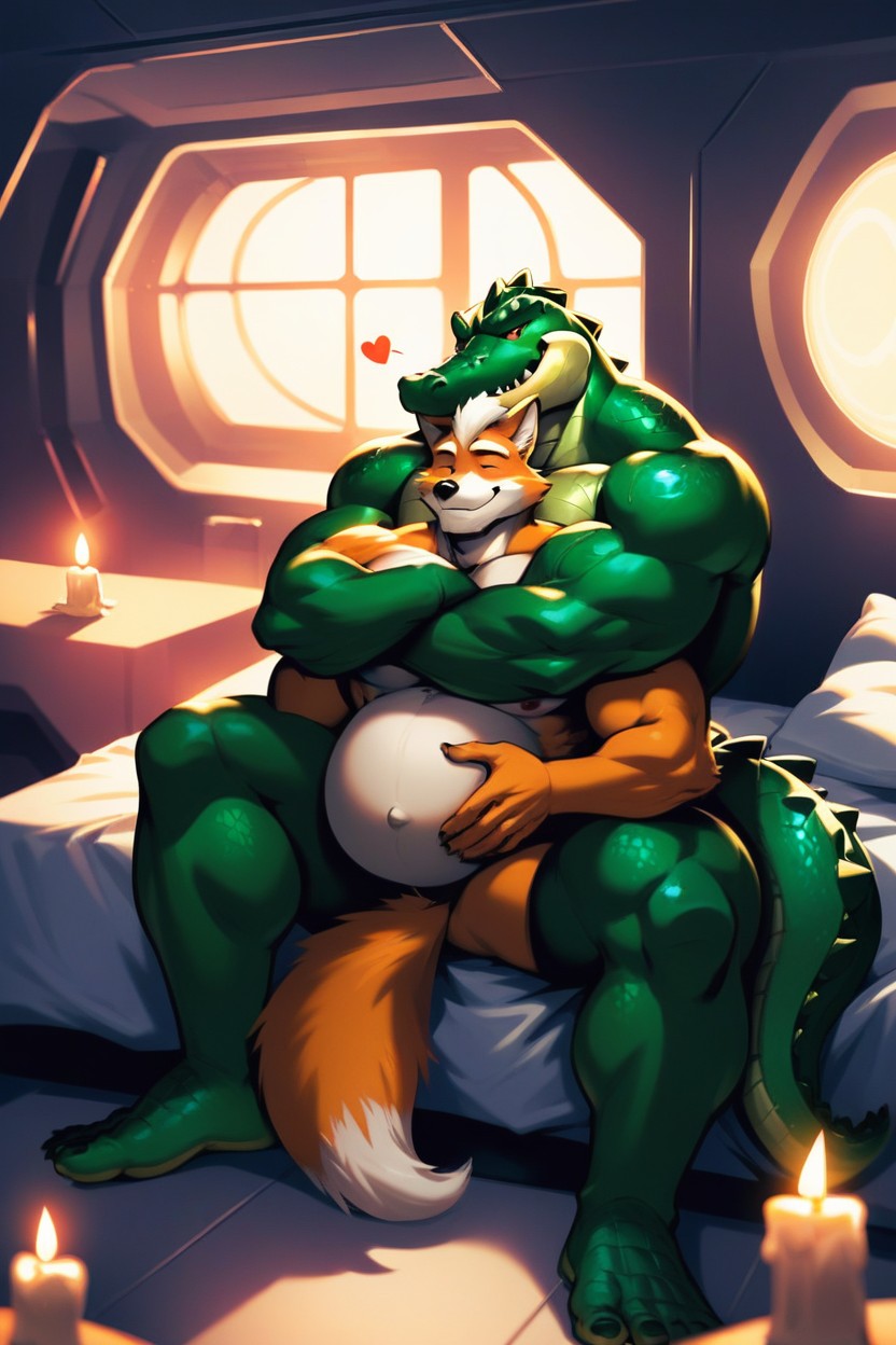 Nude, Muscular, In Bed AI兽人黄片