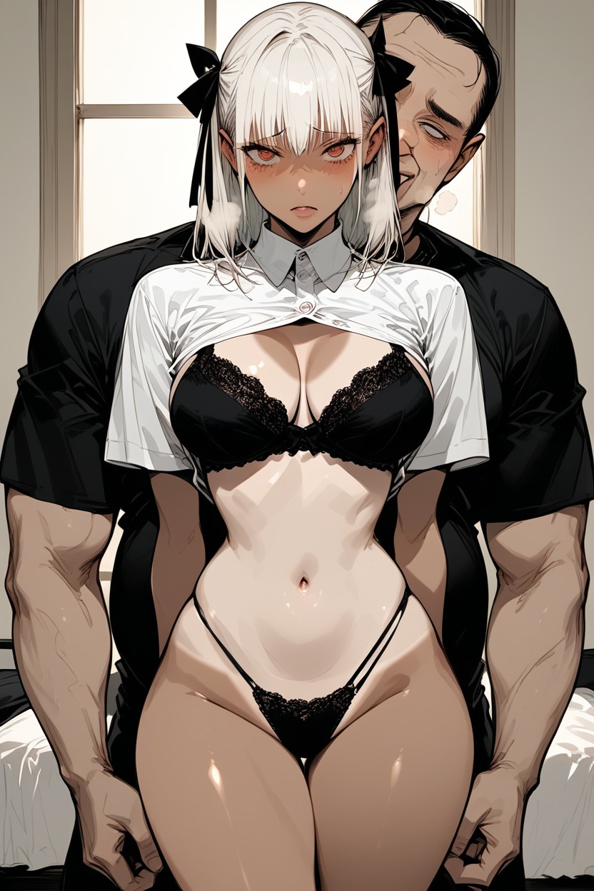 Bra Tan Lines, Man Much Taller Then Woman, Towering Over Her Hentai AI Porn