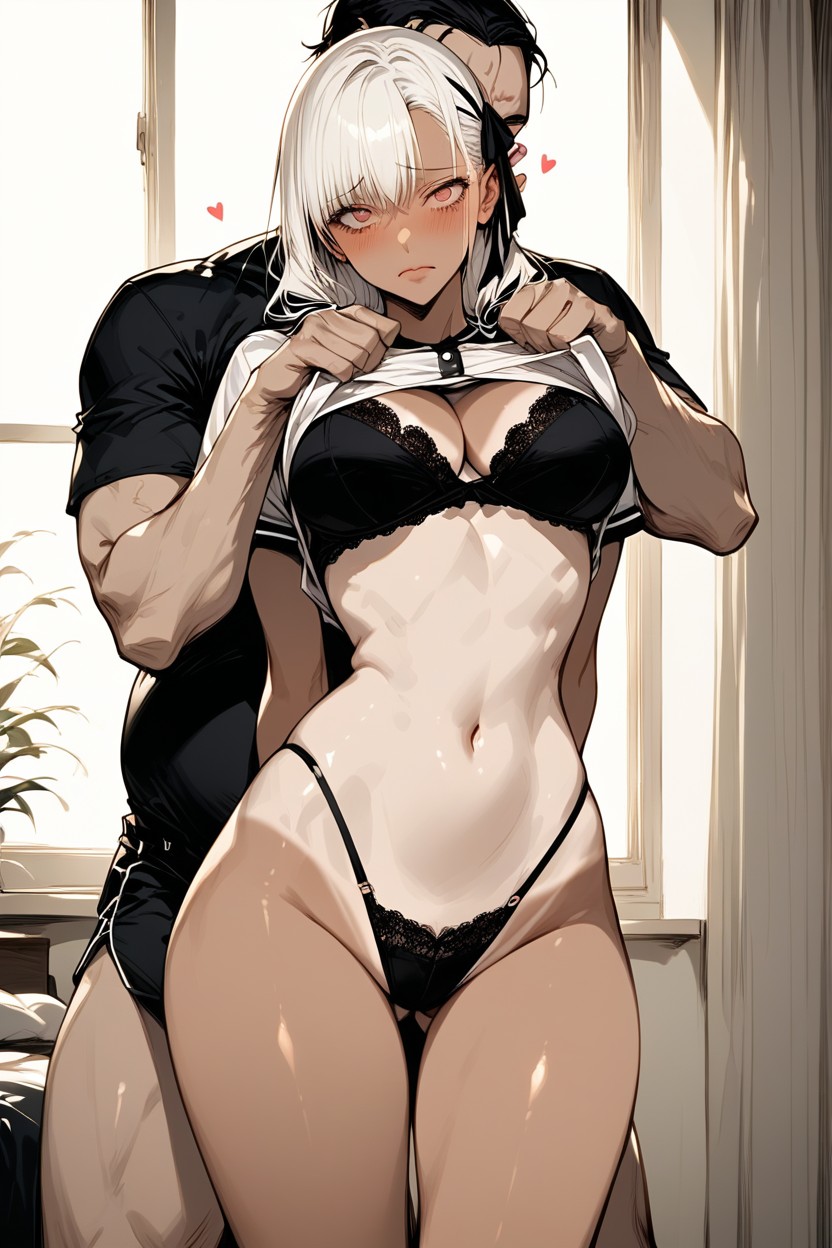 Buttons, Drooping Eyes, Hourglass Figure Hentai AI Porn