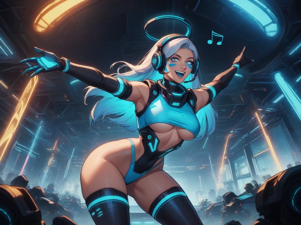 Glowing Eyes, Round Eyes, Half Veil Of Crystal Data Shards Latina AI Porn