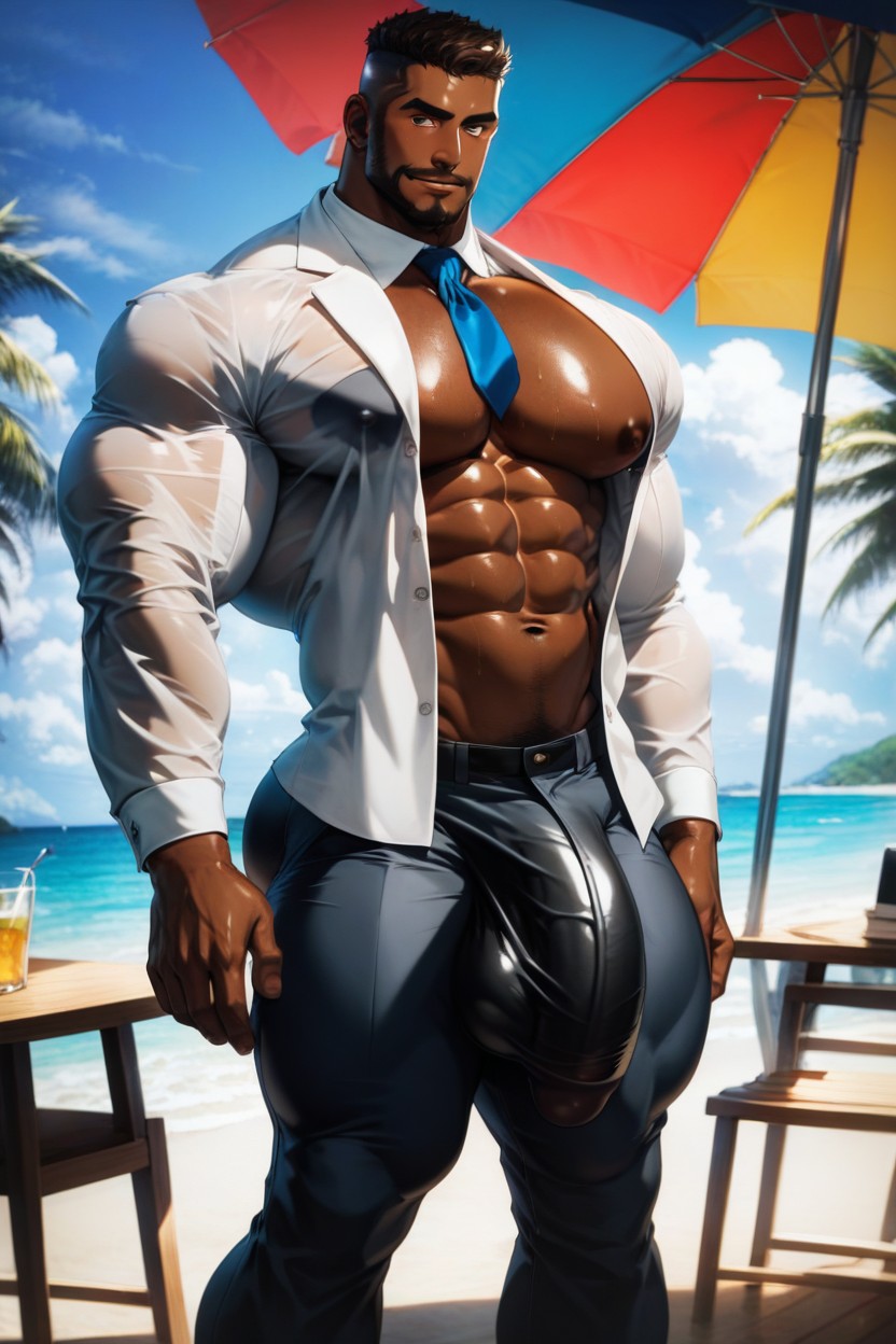 Open Clothes, Penis Bulge, Tie AI Gay Porn