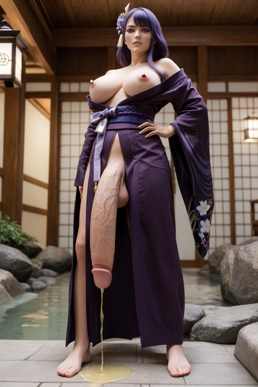 Purple Kimono, Opened Kimono, Natural Tits Porno shemale IA