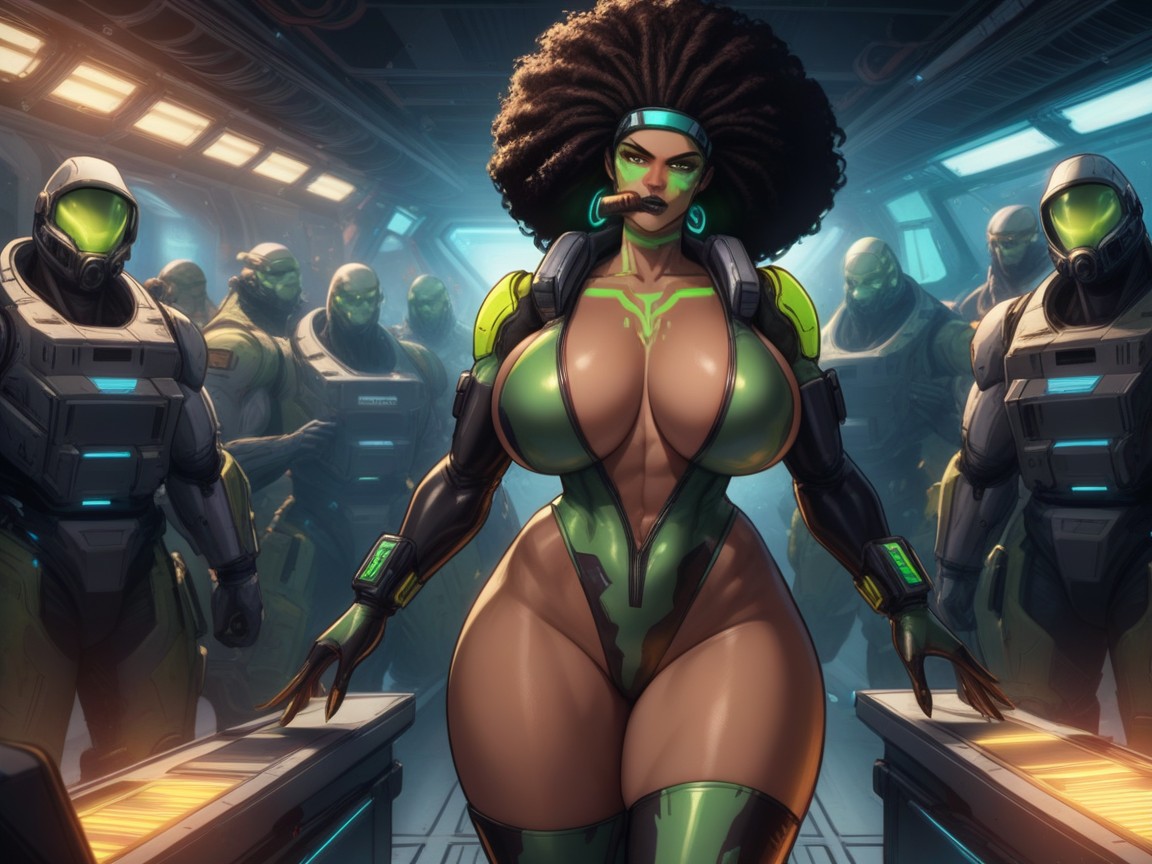 One Alien Woman, Strong Thighs, Ultra Detailed Latina AI Porn
