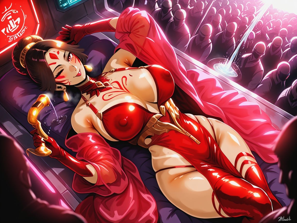 Dark Red Hair, Large Perky Breasts, Red Starlight Hentai AI Porn