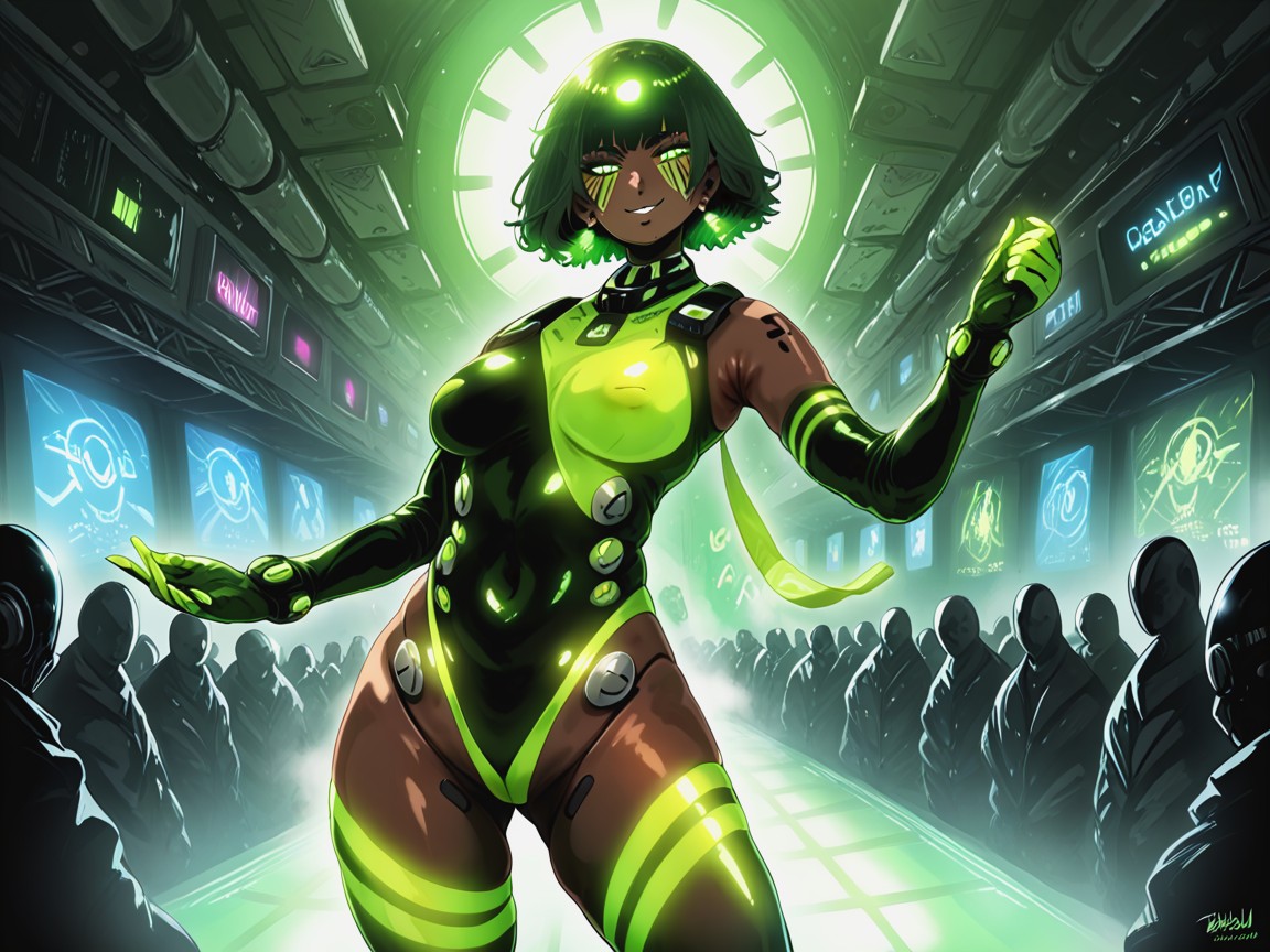 Squared Ass, Neon, Robots Dancing In Background Hentai AI Porn